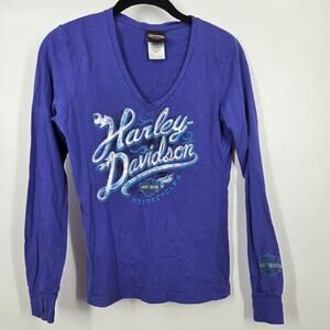 Harley Davidson Womens Small Blue  Long Sleeve El Paso Texas T Shirt